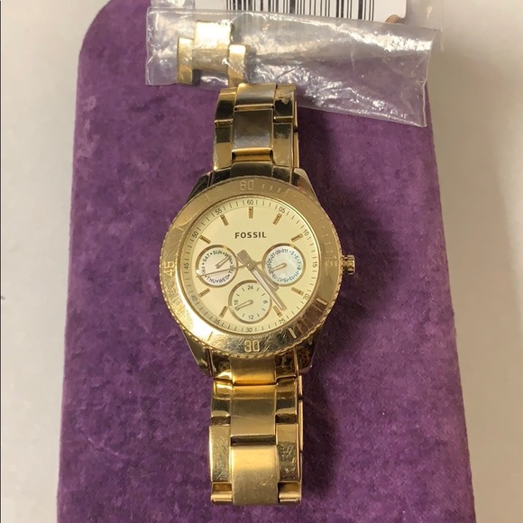 Authentic Fossil Linked Gold Watch - Picture 1 of 7